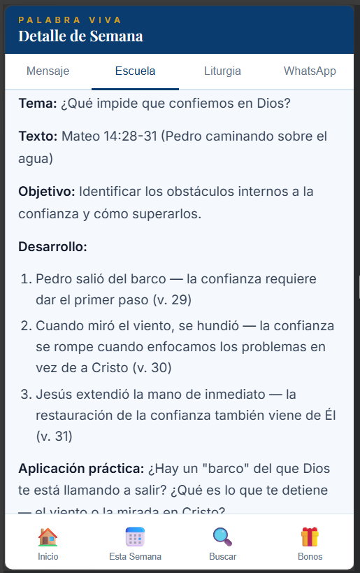 App — mensaje completo